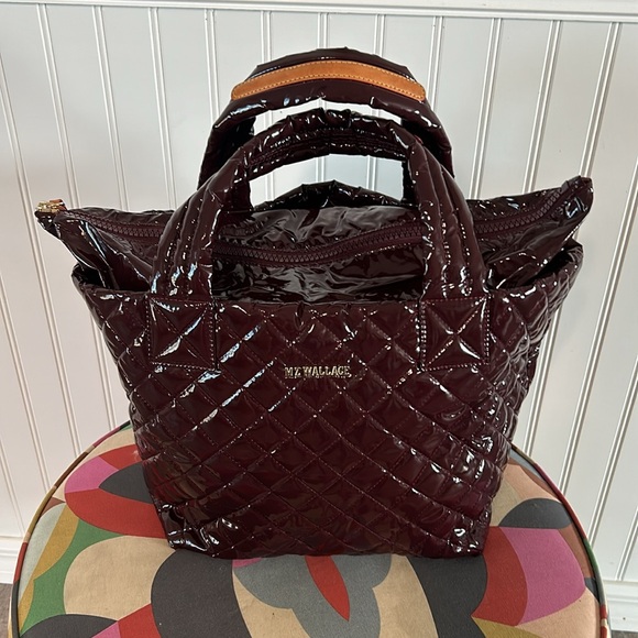 Like new MZ Wallace SMALL metro tote burgundy lacquer bag - Picture 6 of 8